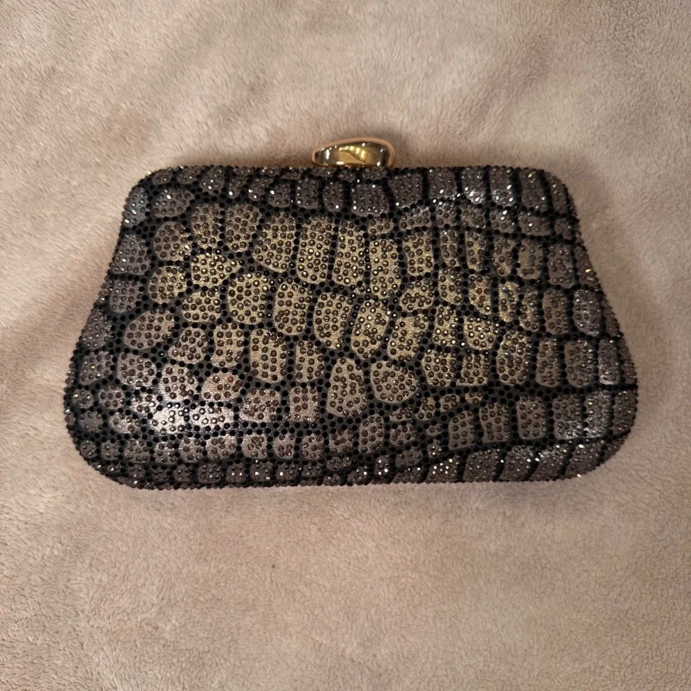 Rhinestone‎ Croc Clutch Evening Bag Luxe Wedding Guest Party Formal Chic